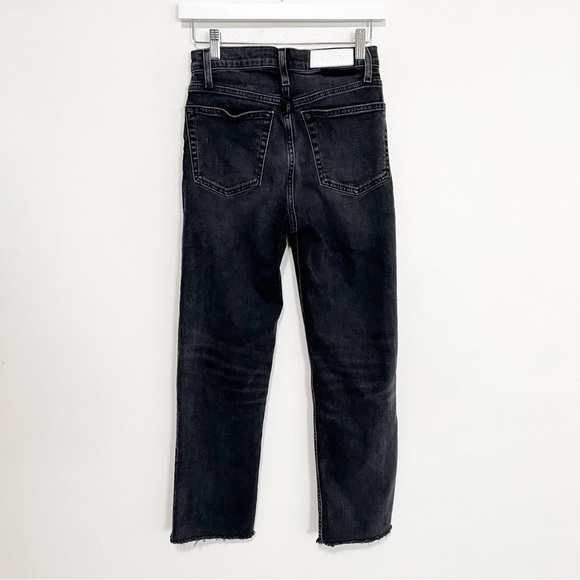 Re/done Originals 70s Stove Pipe Jeans Faded Coal With Rips Size 26 - Picture 7 of 11